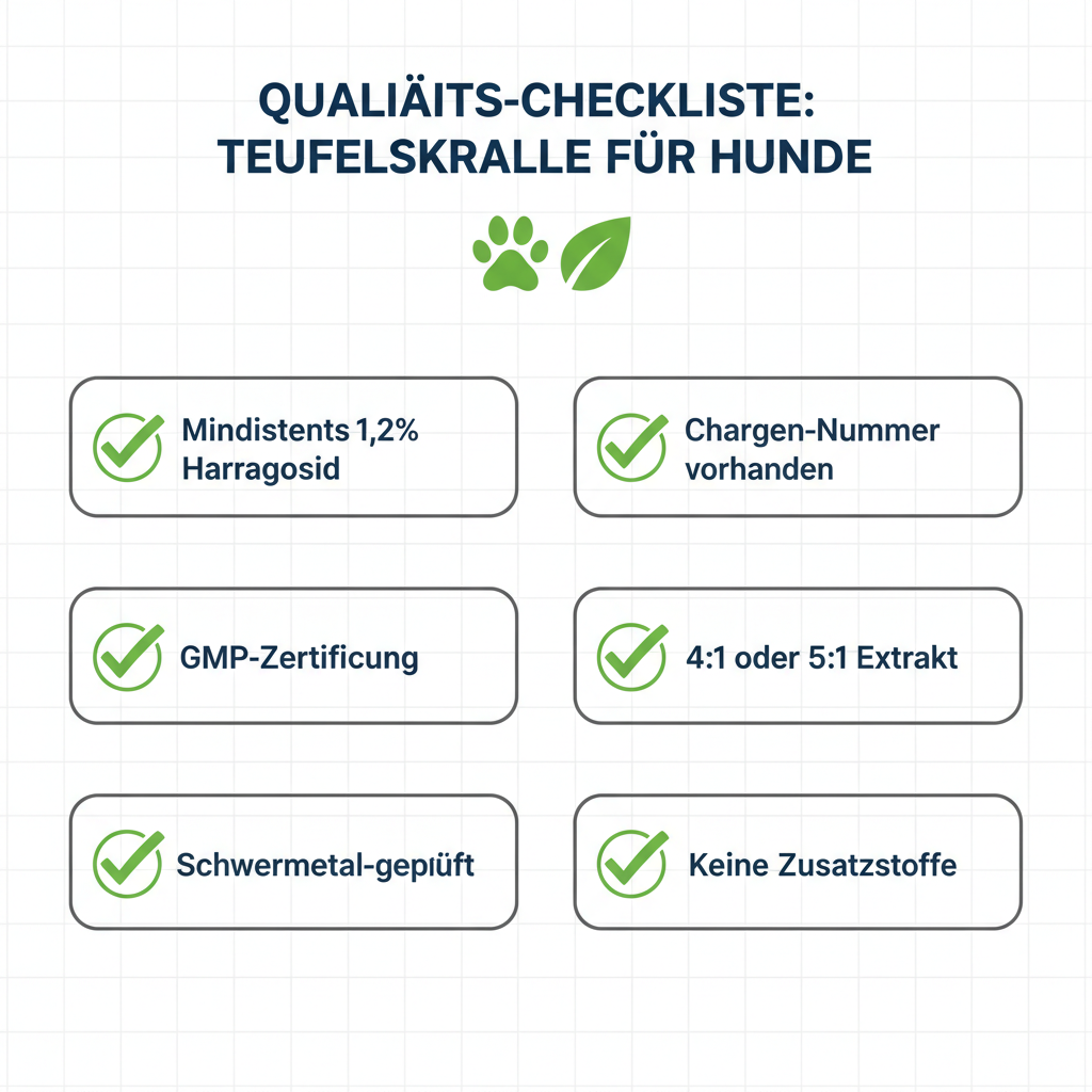 Qualitätsmerkmale und Checkliste für hochwertige Teufelskralle-Produkte bei Hunden